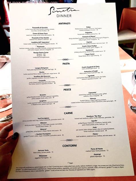 sinatra restaurant vegas menu